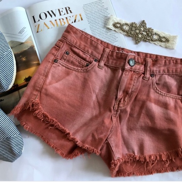 Free People Pants - FREE PEOPLE || Distressed Burnt Orange Shorts